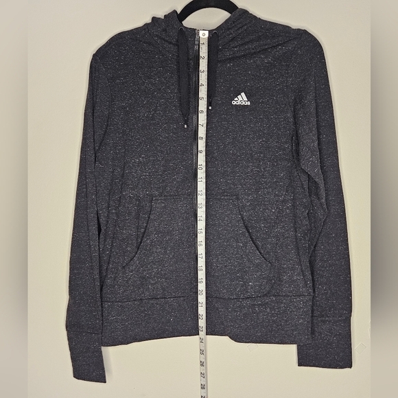 Adidas Women's Clima-Cool Hoodie Sweatshirt Full Zip Medium Dark Heather Grey - Picture 6 of 10